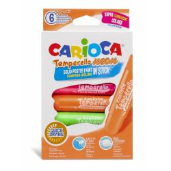 Carioca Temperello Neon Pack de 6 Temperas Solidas - Colores Brillantes y Lavables - Gran Cobertura - Faciles de Mezclar - sin D