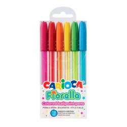 Carioca Fiorella Pack de 6 Boligrafos - Punta de Esfera - Cuerpo Transparente Fluo - Escritura Brillante y Colorida - Color Vari