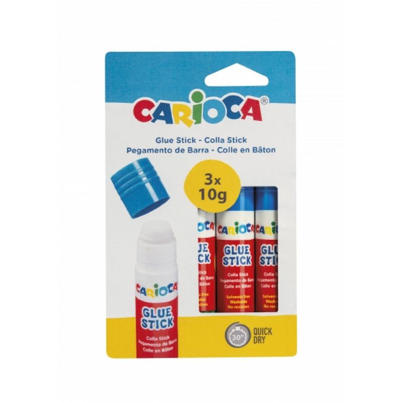 Carioca Pack de 3 Pegamentos de Barra - Ideal para Casa, Colegio y Oficina - Pega Papel, Fotos y Tejidos - sin Disolventes - Col