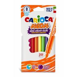 Carioca Neon Pack de 8 Rotuladores - Tinta Fluorescente - Perfecto para Colorear y Subrayar - Lavable de la Piel y Tejidos - Pun