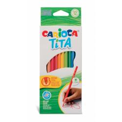 Carioca Tita Pack de 12 Lapices de Resina - Cuerpo Hexagonal - Escritura Blanda - Mina Segura y Super Resistente a las Caidas - 