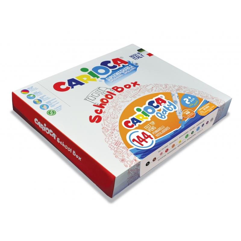 Carioca Baby Marker 2+ School Box Pack de 144 Rotuladores - Punta Redonda y Bloqueada - Cuerpo de Gran Dimension - Superlavables