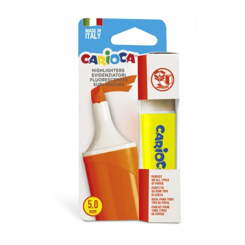 Carioca Memolight Subrayador - Color Brillante y Lavable - Tinta a Base de Agua - Punta Biselada - Color Amarillo