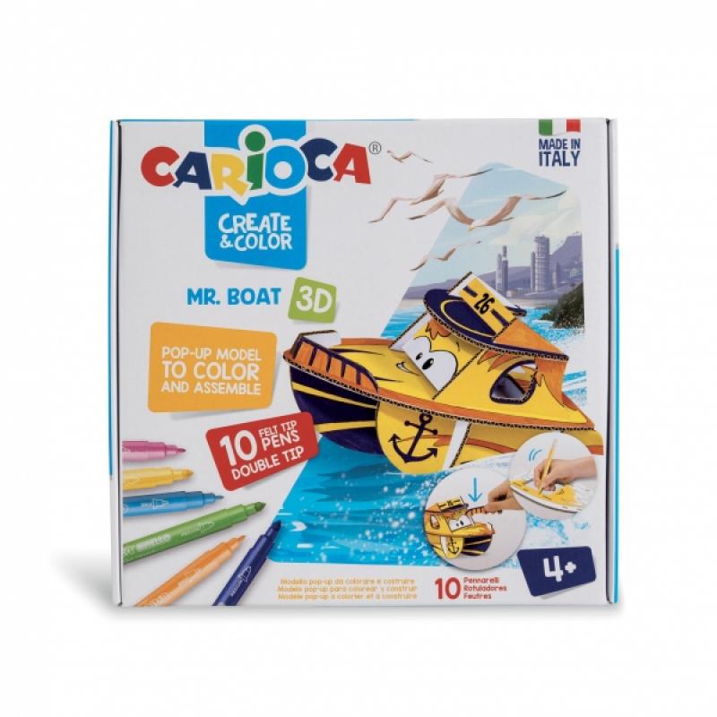 Carioca Pop-Up Pack de 10 Rotuladores Superlavables - Doble Punta - Fina y Media - para Colorear y Construir - Create & Color Tr