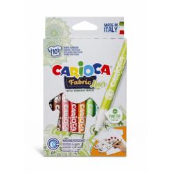 Carioca Fabric Pack de 10 Rotuladores para Tejidos - Punta Fina - Tinta Especial para Tejidos - Colores Indelebles - Punta Maxi 