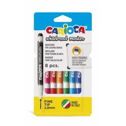 Carioca Pack de 8 Rotuladores para Pizarra Blanca Punta Fina - Secado Rapido - Se Borra Facilmente - Punta de Ø 2.8mm - Color Va