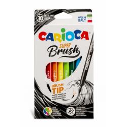 Carioca Super Brush Pack de 10 Rotuladores - Punta Pincel Suave y Flexible - Tinta Lavable - Colores Super Brillantes - Perfecto