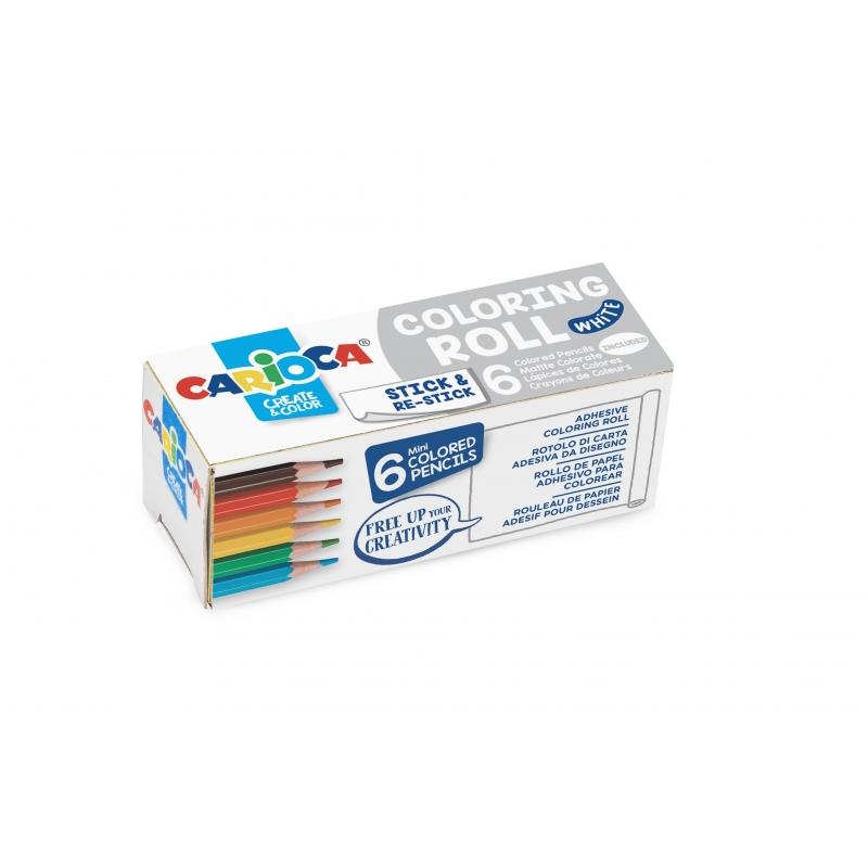 Carioca Mini Coloring Roll White Papel Adhesivo para Colorear - Aplicable en Superficies Verticales u Horizontales - Reutilizabl