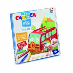 Carioca Pop-Up Pack de Modelos para Colorear y Construir - Aventura con Nuevos Compañeros de Viaje - 10 Rotuladores Superlavable