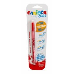 Carioca Oops Boligrafo Borrable - Tinta Roja - Termo Sensible - Empuñadura Ergonomica Triangular - Punta de Ø 0.7mm - Doble Goma