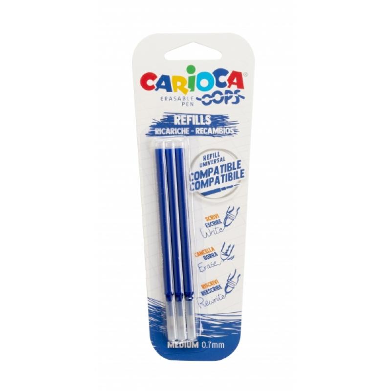 Carioca Oops Pack de 3 Recambios para Boligrafo Borrable - Tinta Termo Sensible - Punta de 0.7mm - Compatibles con Boligrafo Oop