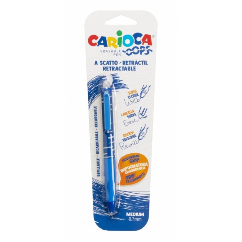 Carioca Oops Boligrafo Borrable - Termo Sensible - Empuñadura Ergonomica Triangular - Punta de Ø 0.7mm - Recambios Compatibles -