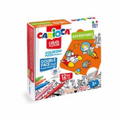 Carioca Create & Color Coloring Puzzle Adventures Pack de Puzle de 35 Piezas a Doble Cara para Colorear - Dureza del Carton y Pr