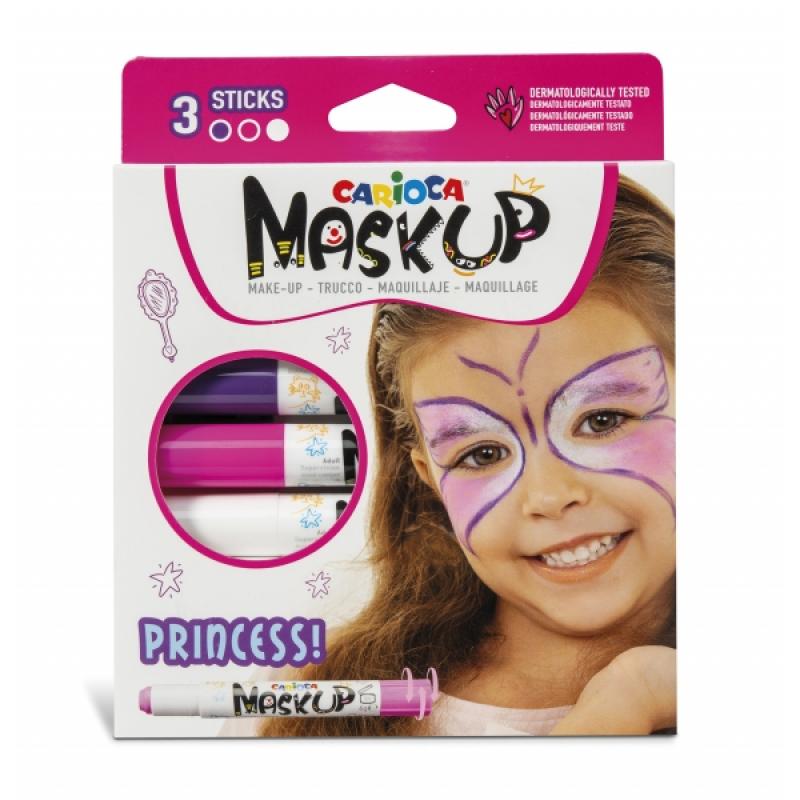 Carioca Mask Up Pack de 3 Colores para la Piel Princess - Colores Brillantes - Lavables - Base Agua - Incluye Dos Tutoriales Pas