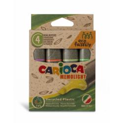 Carioca Eco Family Pack de 4 Subrayadores - Colores Brillantes - Tinta a Base de Agua - Punta Biselada de 5mm - Color Varios