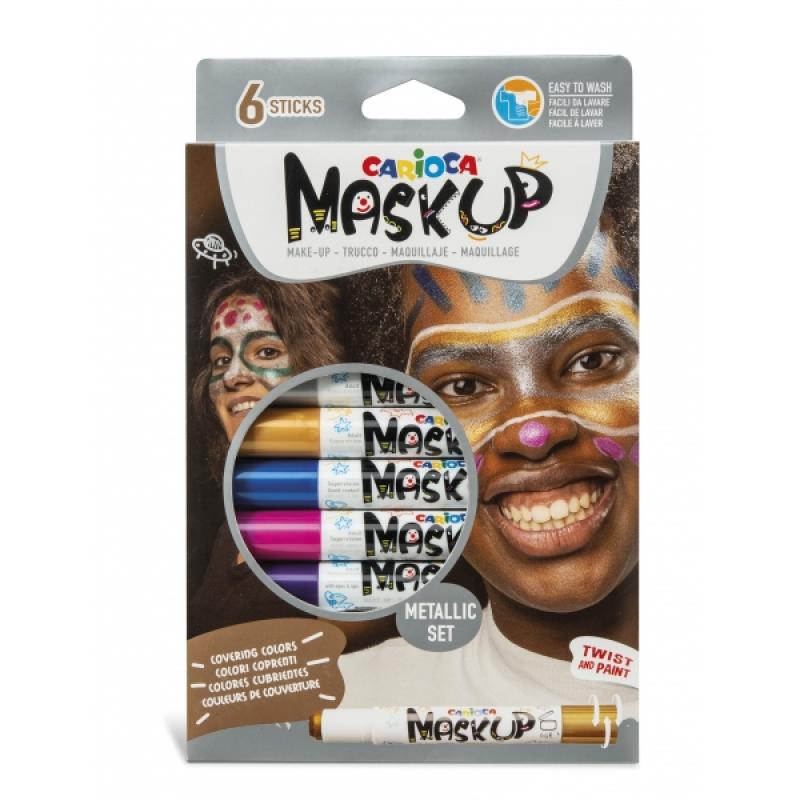 Carioca Mask Up Pack de 6 Colores Metalicos para la Piel - Ideales para Fiestas - Colores Brillantes y Lavables - Mezclables - 2