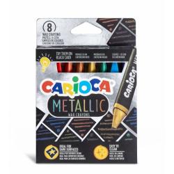 Carioca Metallic Pack de 8 Ceras Metalicas - Cuerpo Maxi Triangular - Colores Cubrientes para Superficies Oscuras - Faciles de L