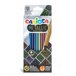 Carioca Metallic Pack de 12 Lapices Hexagonales Metalicos - Colores Cubrientes - Ideales para Superficies Oscuras - Mina Premium