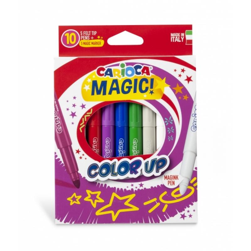 Carioca Color Up Pack de 10 Rotuladores Magicos - Tinta Magica Cambia de Color - Punta Maxi Bloqueada y con Tapa Ventilada - Col