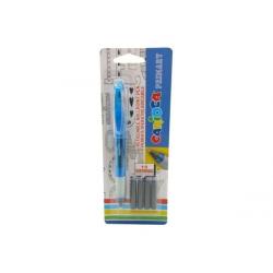 Carioca Primary Pack de 1 Boligrafo Recargable + 4 Cartuchos - Punta Roller de Acero Inoxidable - Dosificador de Flujo Constante