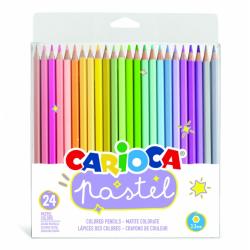 Carioca Pack de 24 Lapices de Madera - Colores Pastel - Cuerpo Hexagonal - Colores Brillantes y Lavables - Escritura Blanda - Mi