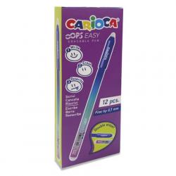 Carioca Oops Easy Pack de 12 Boligrafos Borrables - Tinta Termo Sensible - Cuerpo con Efecto Degradado - Punta de Ø 0.7mm - Dobl