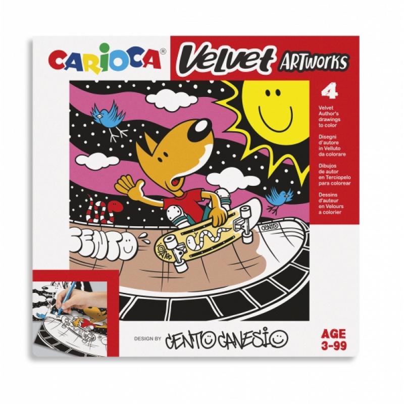 Carioca Pack de 4 Ilustraciones de Terciopelo para Colorear - Suave Textura - Desarrolla Destreza y Creatividad - Colaboracion c