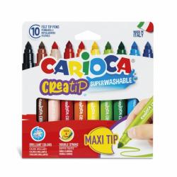 Carioca Creatip Maxi Pack de 10 Rotuladores - Tinta Superlavable - Punta Maxi con Doble Carrera - Punta Bloqueada y con Tapa Ven