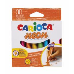 Carioca Ceras Neon Pack de 8 Ceras - Cuerpo Maxi Triangular - Colores Cubrientes - Faciles de Limpiar - Color Varios