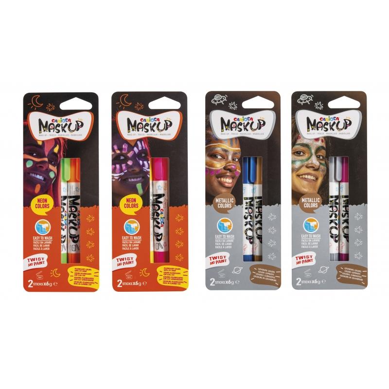 Pack Carioca Mask Up Metallic 2 Unidades - Colores para la Piel en Stick Metalicos - Colores Brillantes - Lavables - Base Agua -