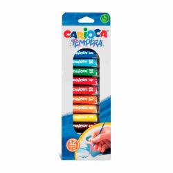 Carioca Pack de 12 Tubitos de Tempera - Colores Superlavables - Alto Poder Cubriente - Aplicable en Materiales Porosos - Packagi