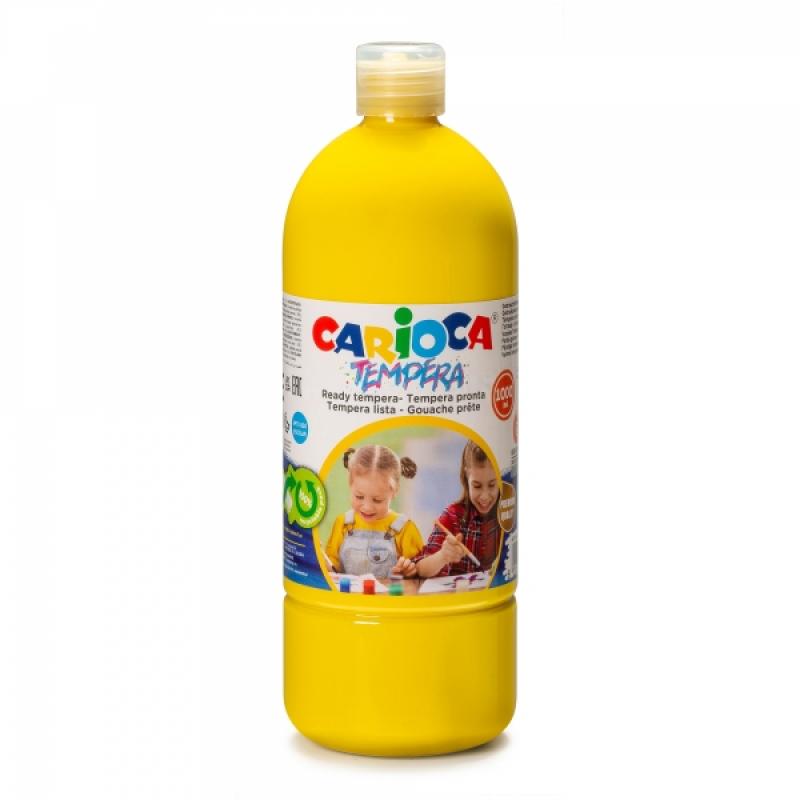 Carioca Pack de 6 Botellas de Tempera - 1000ml - Colores Superlavables - Faciles de Mezclar - Aplicable en Materiales Porosos - 