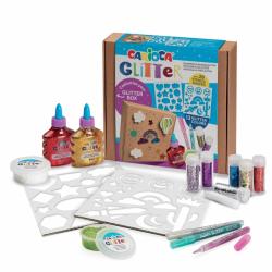 Carioca Glitter Creator Pack de 13 Productos Glitter y 26 Plantillas - 2 Botellitas de Glitter Glue - 2 Botes de Pasta de Modela