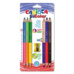 Carioca Jumbo Pack de 6 Lapices Bicolor Hexagonales Lacados - Maxi Mina de Ø 5mm - Alta Resistencia a la Rotura - Sacapuntas Inc