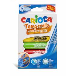 Carioca Temperello Pack de 6 Temperas Solidas - Colores Brillantes y Lavables - Gran Cobertura - Faciles de Mezclar - Acabado Sa