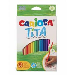 Carioca Tita Pack de 36 Lapices de Resina - Cuerpo Hexagonal - Colores Brillantes y Lavables - Escritura Blanda - Mina Ø 3mm Seg