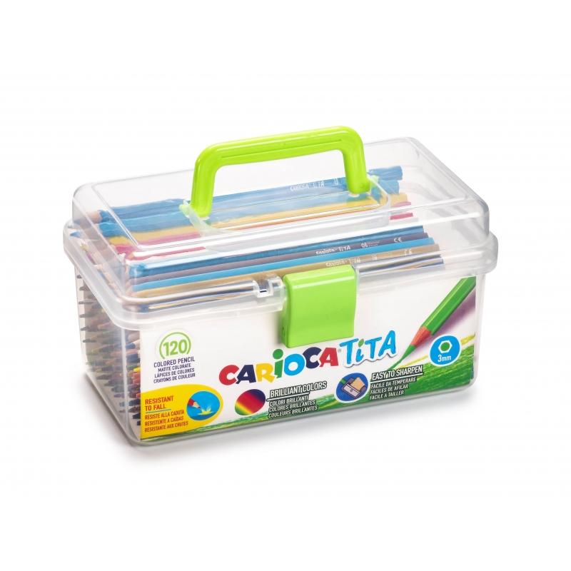 Carioca Tita Pack de 120 Lapices de Resina - Cuerpo Hexagonal - Colores Brillantes y Lavables - Escritura Blanda - Mina Segura y