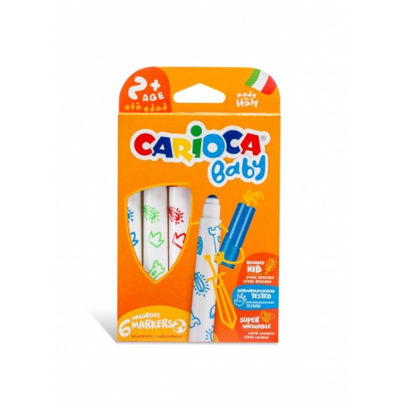 Carioca Baby Marker Pack de 6 Rotuladores - Punta Redonda y Bloqueada - Cuerpo de Gran Dimension - Superlavables - Dermatologica