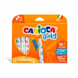 Carioca Baby Marker Pack de 12 Rotuladores - Punta Redonda y Bloqueada - Cuerpo de Gran Dimension - Superlavables - Dermatologic