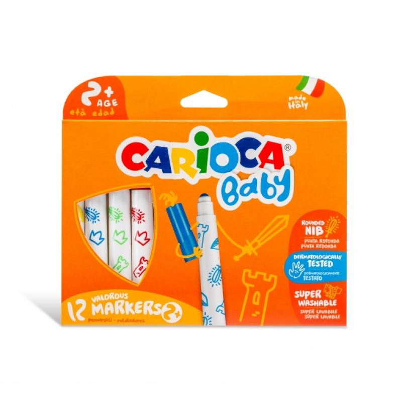 Carioca Baby Marker Pack de 12 Rotuladores - Punta Redonda y Bloqueada - Cuerpo de Gran Dimension - Superlavables - Dermatologic