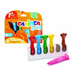 Carioca Baby Teddy Pack de 6 Rotuladores - Super Seguros - Forma Ergonomica - Tinta Superlavable - Dermatologicamente Testado - 