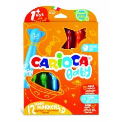 Carioca Baby Teddy Pack de 12 Rotuladores - Super Seguros - Forma Ergonomica - Tinta Superlavable - Dermatologicamente Testados 