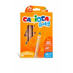 Carioca Baby 1+ 3In1 Pack de 6 Lapices - Lapiz Cera y Acuarela en Uno - Cuerpo Extragrande - Acuarelables - Sacapuntas Incluido 