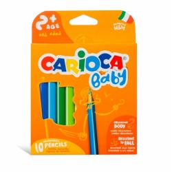 Carioca Maxi Pack de 10 Lapices Triangulares Baby 2+ - Facil de Agarrar - Cuerpo de Resina sin Madera - No Se Astilla - Resisten