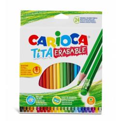 Carioca Tita Pack de 24 Lapices Borrables de Resina - Cuerpo Hexagonal - Colores Brillantes y Lavables - Escritura Blanda - Mina