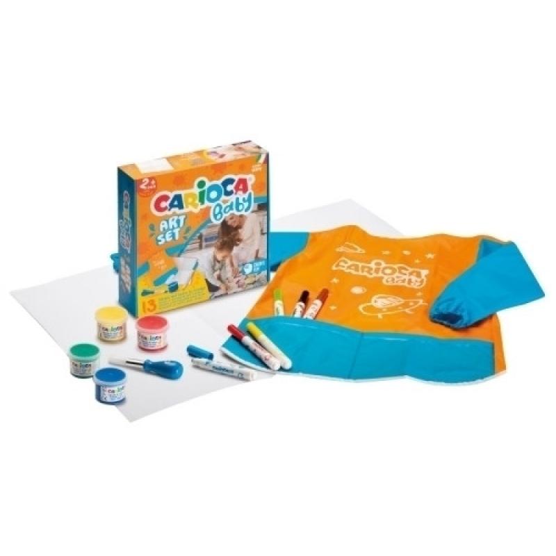 Pack Carioca Baby Creator Caja de Juegos con 12 Productos para Bebes - 1 Hoja de Papel - 1 Delantal Impermeable - 1 Cepillo Baby