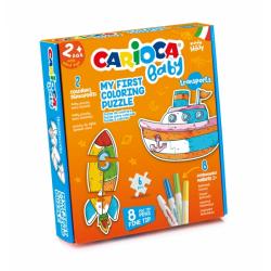 Carioca Coloring Puzzle Transports Baby 2+ Pack de Puzzle para Niños - 2 Medios de Transporte de 3 Piezas - 2 Transportes de Ref