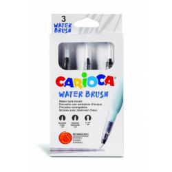 Carioca Pack de 3 Pinceles de Agua Recargables - Deposito Facil de Llenar - Perfectos para el Cole - 3 Tamaños Diferentes - Colo