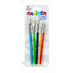 Carioca Pinceles Pack de 5 Pinceles - Nylon - Cerdas Suaves y Duraderas - Perfectos para el Cole - 5 Tamaños Diferentes - Color 