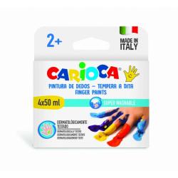 Carioca Temperas Dedo 50ml Pack de 4 Botes de Pintura de Dedos - Pensada para los mas Pequeños - Lavable de la Piel y Tejidos - 